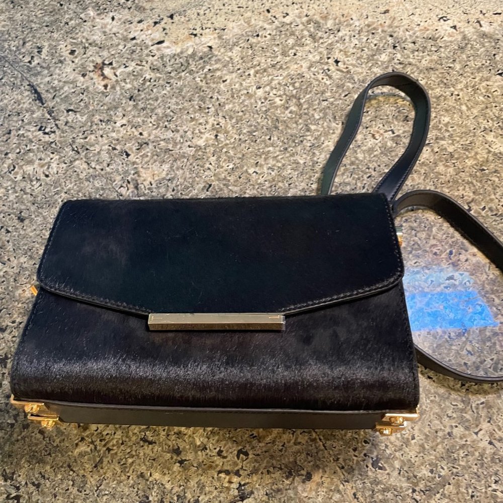 Ted Baker black leather Calf Hair shoulder bag